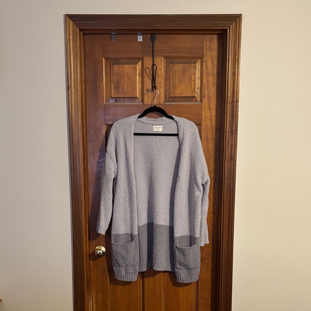 Thread & Supply Light Gray Open-Front Cardigan